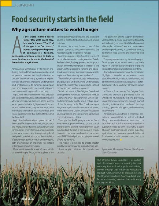 Harvest SA clipping: Food security starts in the field